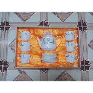 Bộ ấm chén cốc sần Bát Tràng