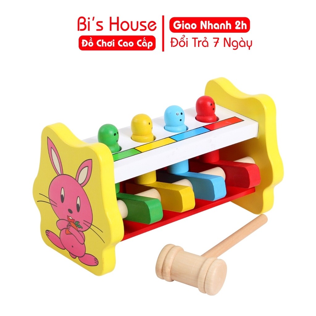 Đồ chơi gỗ đập chuột ( có hình thỏ) - đồ chơi Bi House