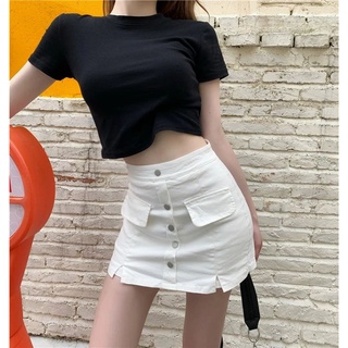 (SẴN) Quần thô giả váy màu trắng