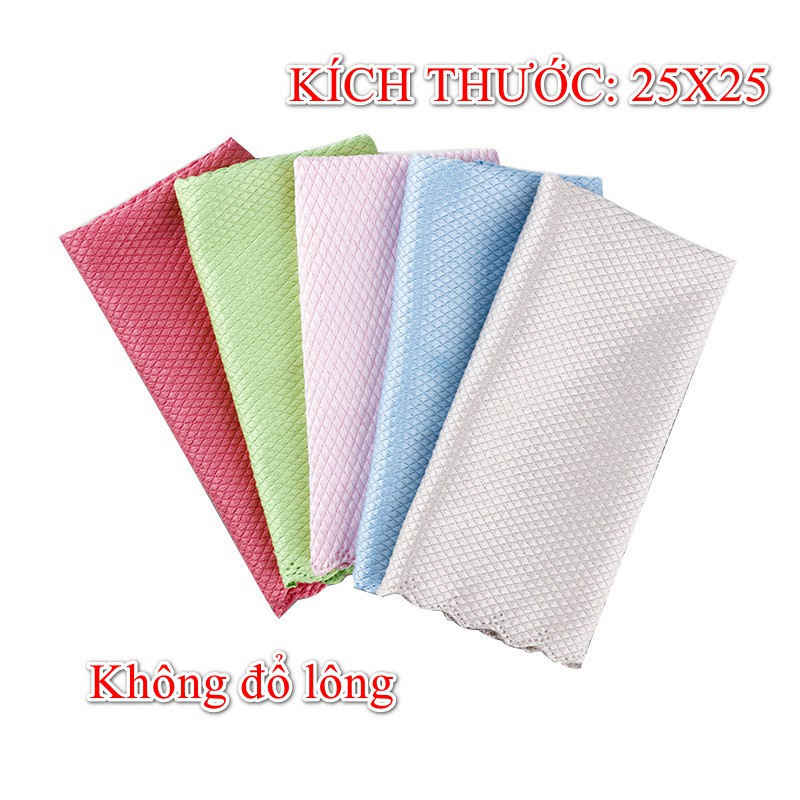 (25x25)Khăn Lau 2 mặt thấm hút nước đa năng nhỏ gọn không đổ lông