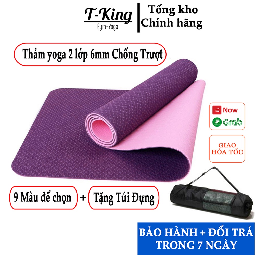 Thảm Tập Yoga, Tập Gym, Fitness Chất Liệu TPE 2 Lớp , Bám và Chống Trơn cực tốt