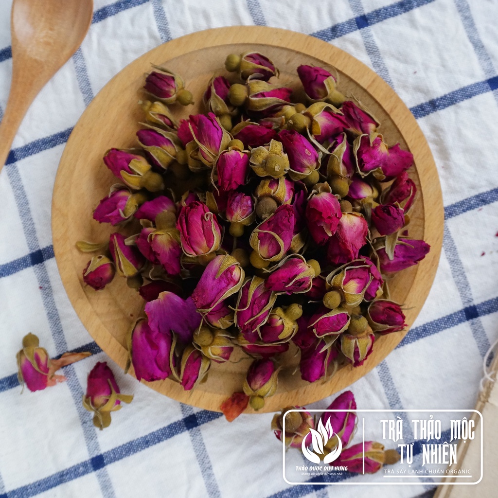 Trà Hoa Hồng Đà Lạt Khô Sấy Lạnh Nguyên bông 100% Organic - Trà Thảo Mộc Hữu Cơ Giúp Dưỡng Nhan Đẹp Dáng