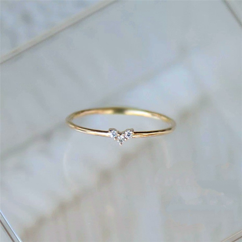 Aifei Jewellery Women Ring Heart Mosaic Diamond 925 Sterling Silver 18K Gold Plating R946