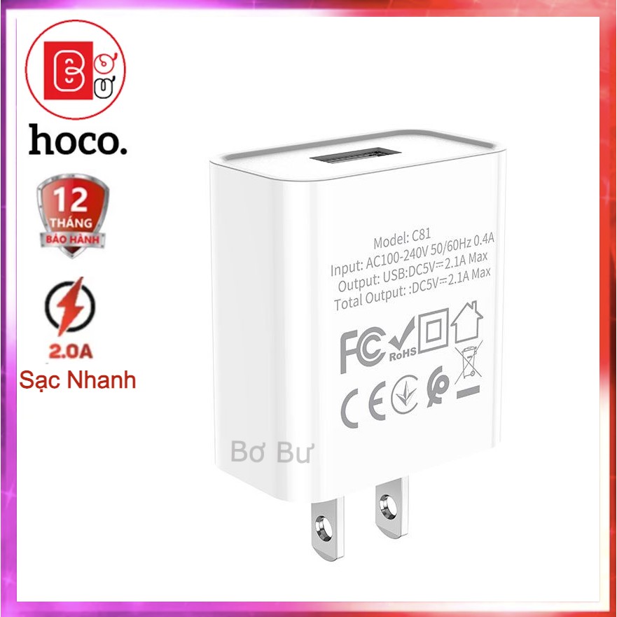 Củ sạc NHANH 15W SIÊU BỀN 2.1A C-Bơ Bư