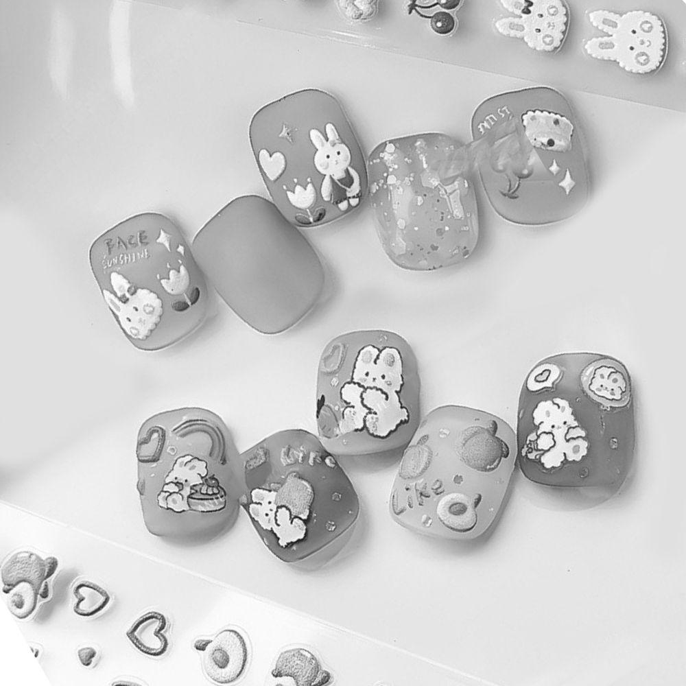 MOCHO Miếng Dán Nổi Họa Tiết Thỏ 3D Trang Trí Móng Tay
