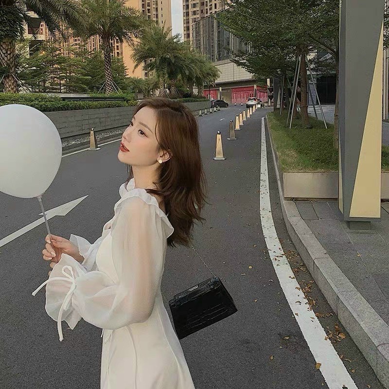 Đầm trễ vai dài tay đan eo | BigBuy360 - bigbuy360.vn