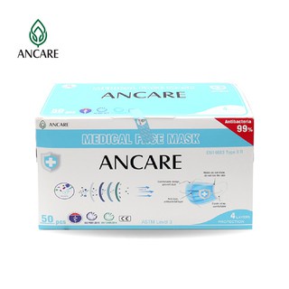 Khẩu Trang Y Tế 4 Lớp Cao Cấp Ancare Có Giấy Kháng Khuẩn Hàng Xuất Khẩu 1 Hộp 50 Chiếc, Chất Liệu Giấy Kháng Khuẩn 99%