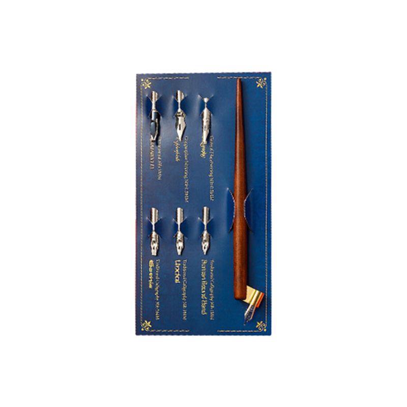 Set thân bút viết bằng gỗ kèm 6 đầu ngòi viết chấm mực khác nhau