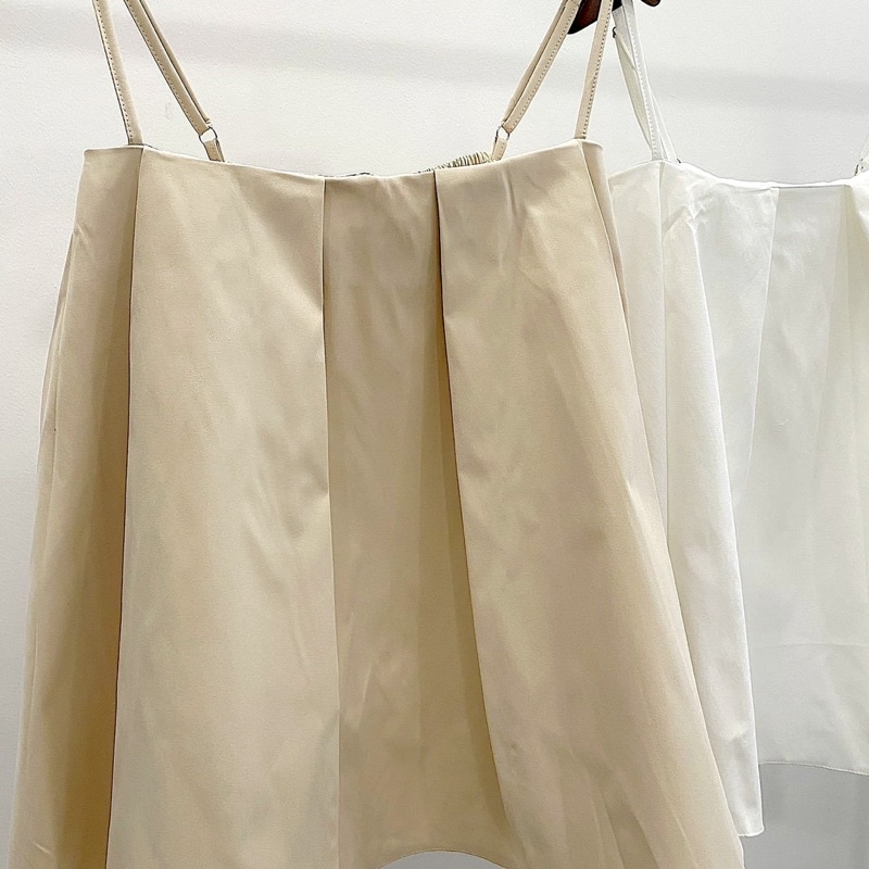 Áo Hai dây trơn xếp ly nhẹ thiết kế form rộng màu sắc nhẹ nhàng style vintaga hàn quốc dễ mặc và phối đồ bo chun co giãn