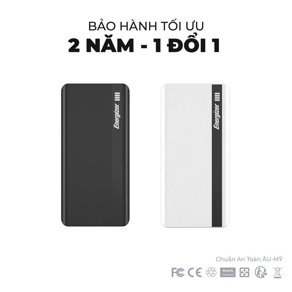 Combo pin dự phòng Energizer 10000mAh UE10054 + Cốc sạc Mophie 10W - Hàng chính hãng, Bảo hành 2 năm 1 đổi 1