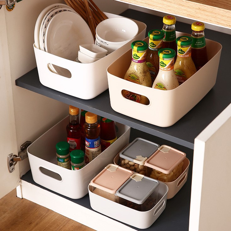 [Voucher &amp; Dịch vụ]Hộp lưu trữ để bàn đa chức năng khay nhựa đựng văn phòng phẩm mỹ phẩm vật dụng(30.5*20*12cm)