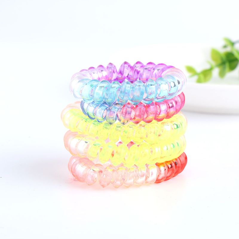 Dây buộc tóc đuôi ngựa 5cm bằng nhựa màu gradient không để lại dấu vết