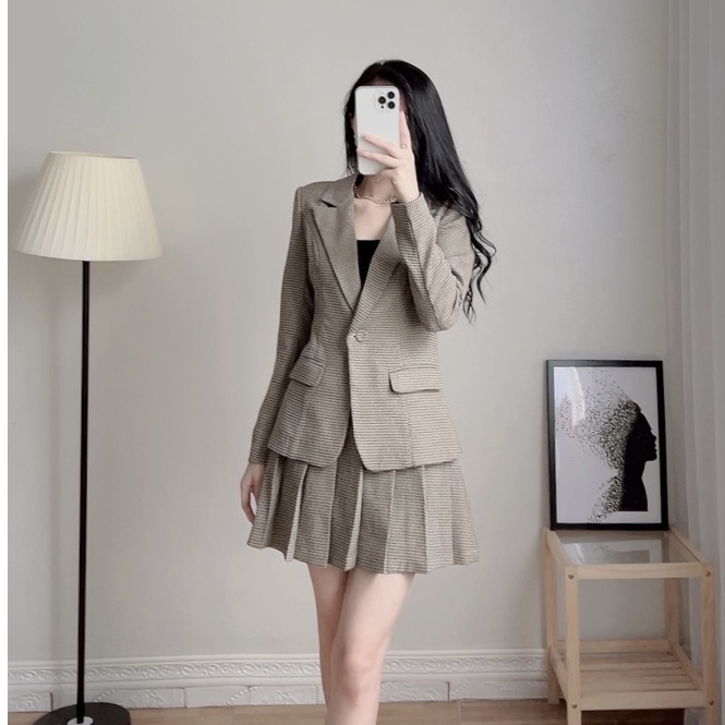 Set vest dạ nữ ZYM'S HOUSE họa tiết kẻ thanh lịch - K370