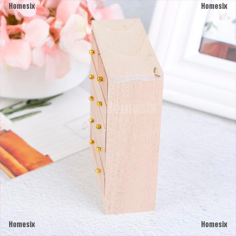 [HoMSI] 1/12 Miniature Wooden Drawer Cabinet Unpainted Miniature Doll House Accessory SUU