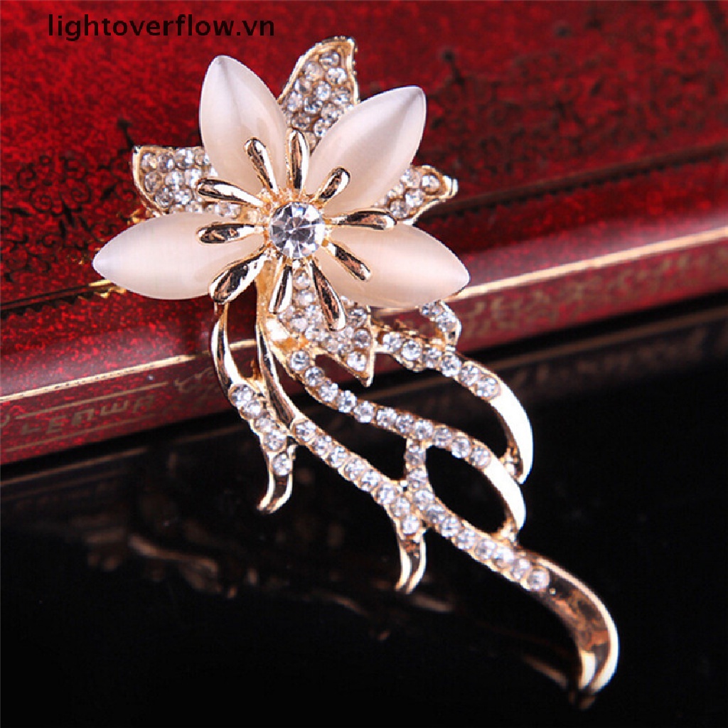 Ghim Cài Áo Hình Hoa Đính Đá Opal Pha Lê Sang Trọng Cho Nữ