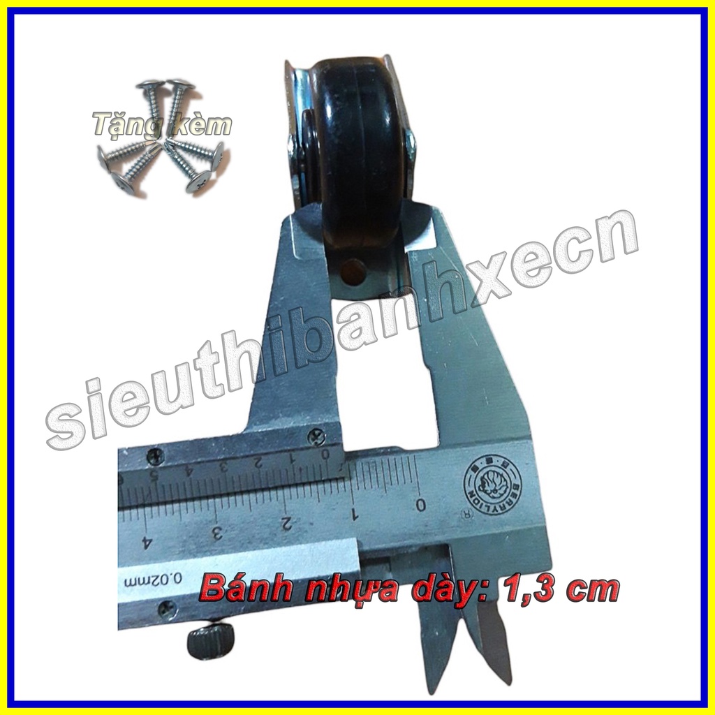 Bánh Xe Đẩy Một Hướng Cỡ Nhỏ - 3 Phân Nhựa Đen Cố Định  - Dùng Trong Cửa Tủ, Cửa Lùa - sieuthibanhxecn