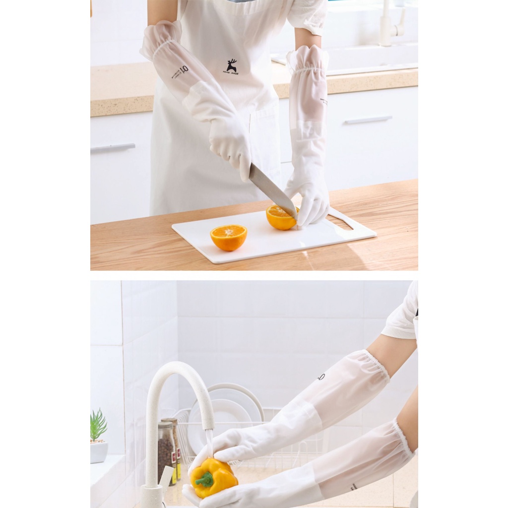 Găng Tay Cao Su Lót Nỉ k19 Dài 50cm Bo Chun KL6 Shalla