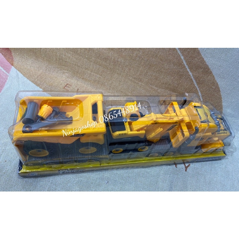 Đồ chơi Xe Công Trình Ô Tô Tải chở 2 Xe Cẩu, Máy Xúc Loại To Giá Rẻ