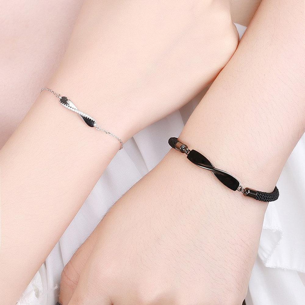 PRESTON Vòng Tay Dây Bện Mặt Hợp Kim Khắc Chữ Forever Love Thời Trang Cho Cặp Đôi
