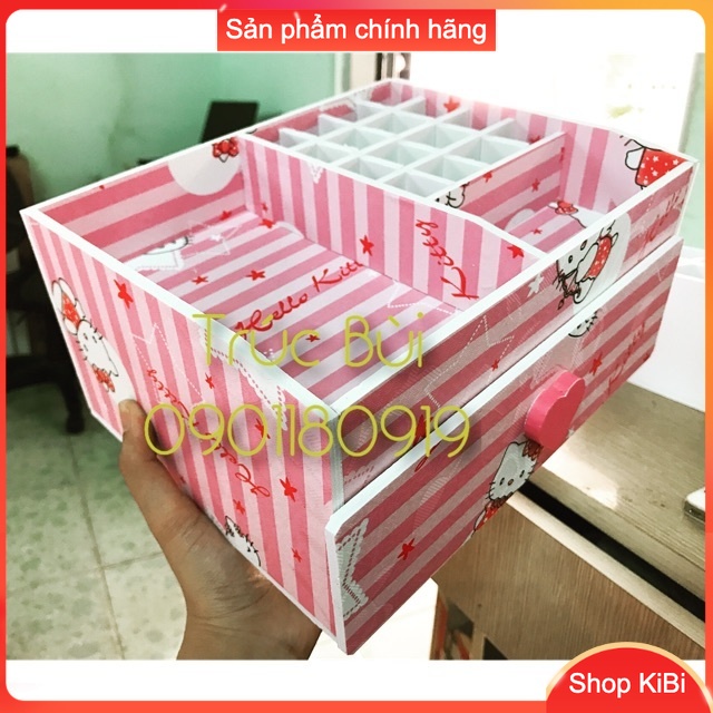 [Mã LIFE20KALL giảm 10% đơn 50K] Kệ Đựng Mỹ Phẩm 1 ngăn kitti núm tim 25cm