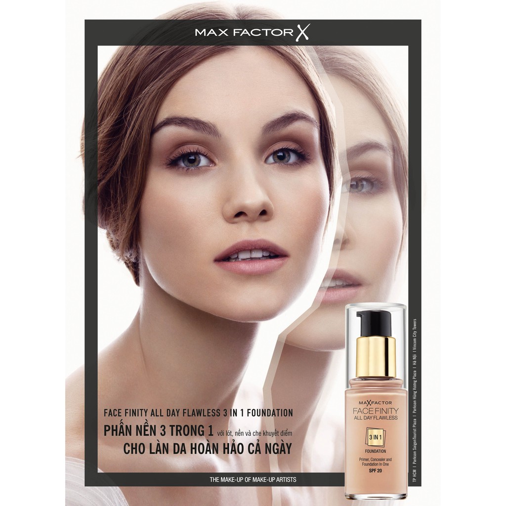 Paris France Beauty - Kem Nền Trang Điểm Lâu Trôi Max Factor Facefinity All Day Flawless 3in1 30ml