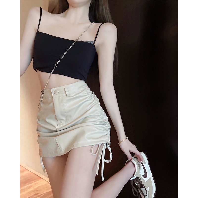 ( Ảnh+Video thật) Chân váy Da/Chân Váy Nhung cạp  cao dây rút các màu thời trang - 3 loại da bóng/lì/nhung | BigBuy360 - bigbuy360.vn