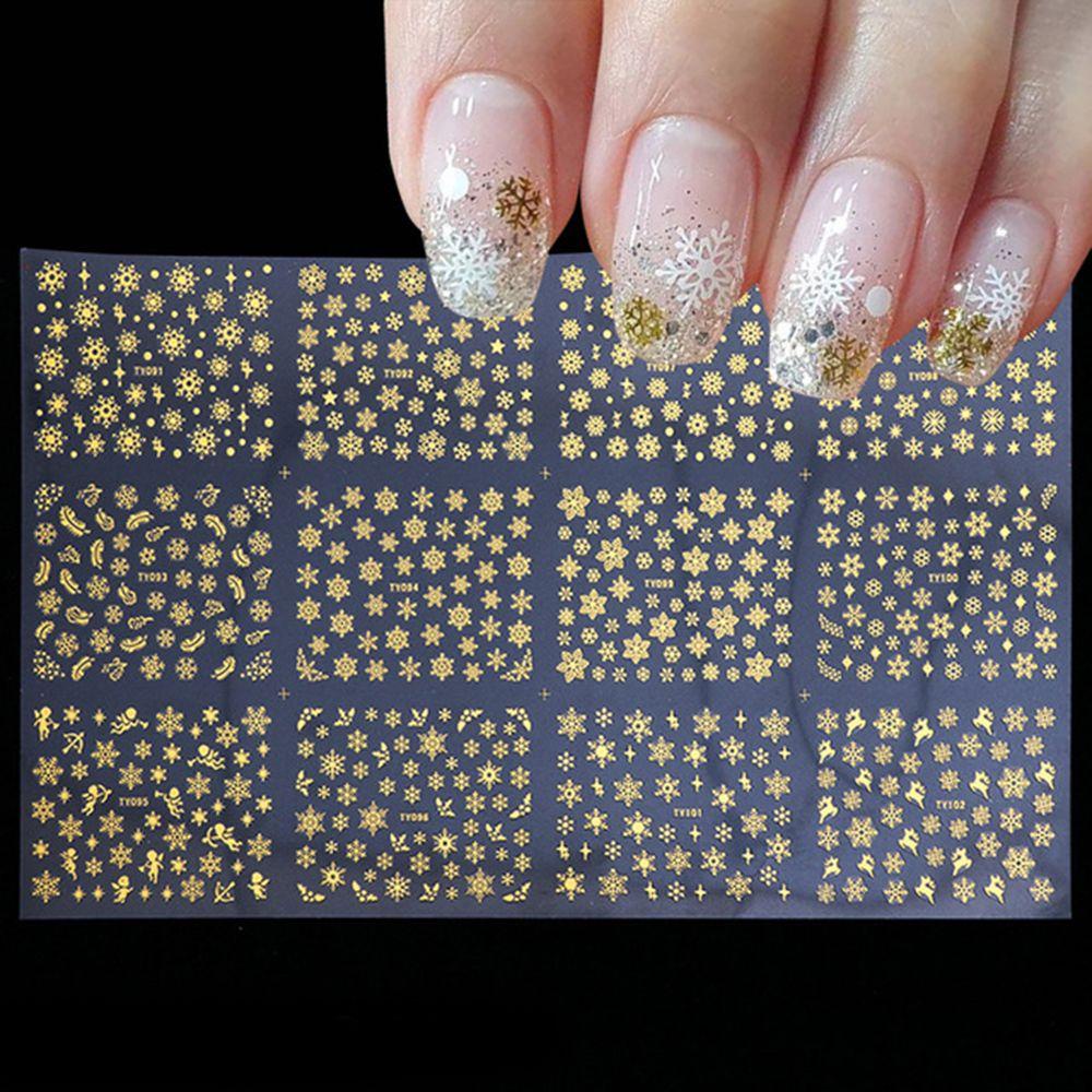 Miếng Dán Trang Trí Móng Tay Hình Ông Già Noel Người Tuyết Màu Holographic
