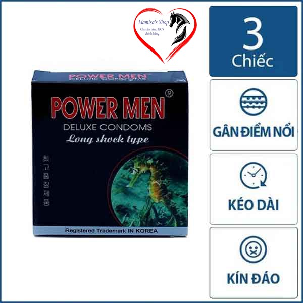 [Che Tên Khi Giao] Bao Cao Su Kéo Dài Thời Gian Quan Hệ Powermen Cá Ngựa Đen , Có Gân Gai Bi Tăng Cảm Giác