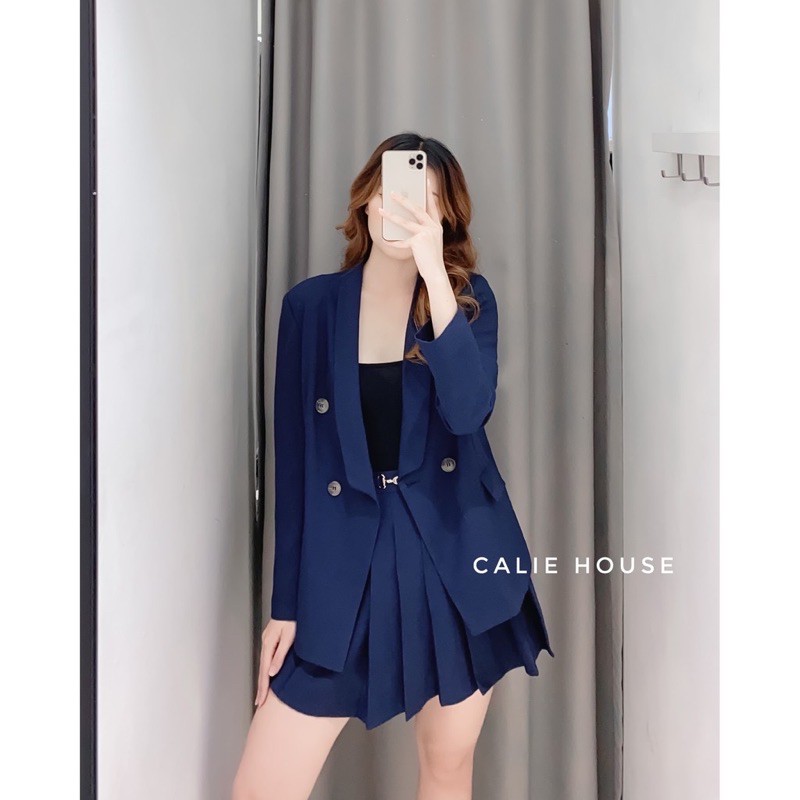 Áo khoác vét Blazer vạt chéo màu xanh size M