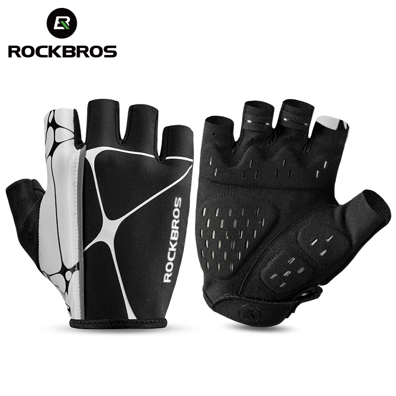 Găng tay ROCKBROS đạp xe hở ngón bằng silicone dày dặn thoáng khí thấm hút mồ hôi