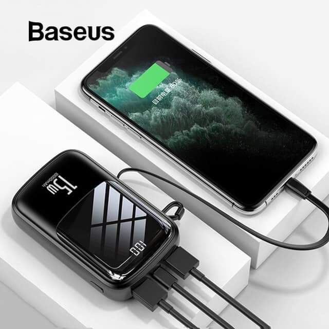 Pin dự phòng sạc nhanh tích hợp cáp sạc Baseus Q Pow Digital Display 10,000mAh(3A/15W,Fast Charge Power Bank With Cable)