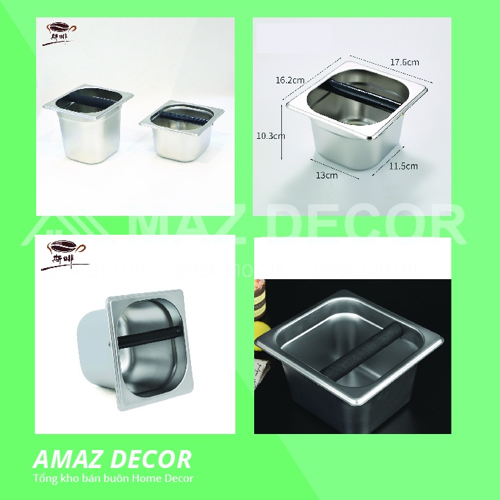 Hộp Hộc Đập Bã Cafe, Đựng Bã Cà Phê Inox Cao 10 - 15cm