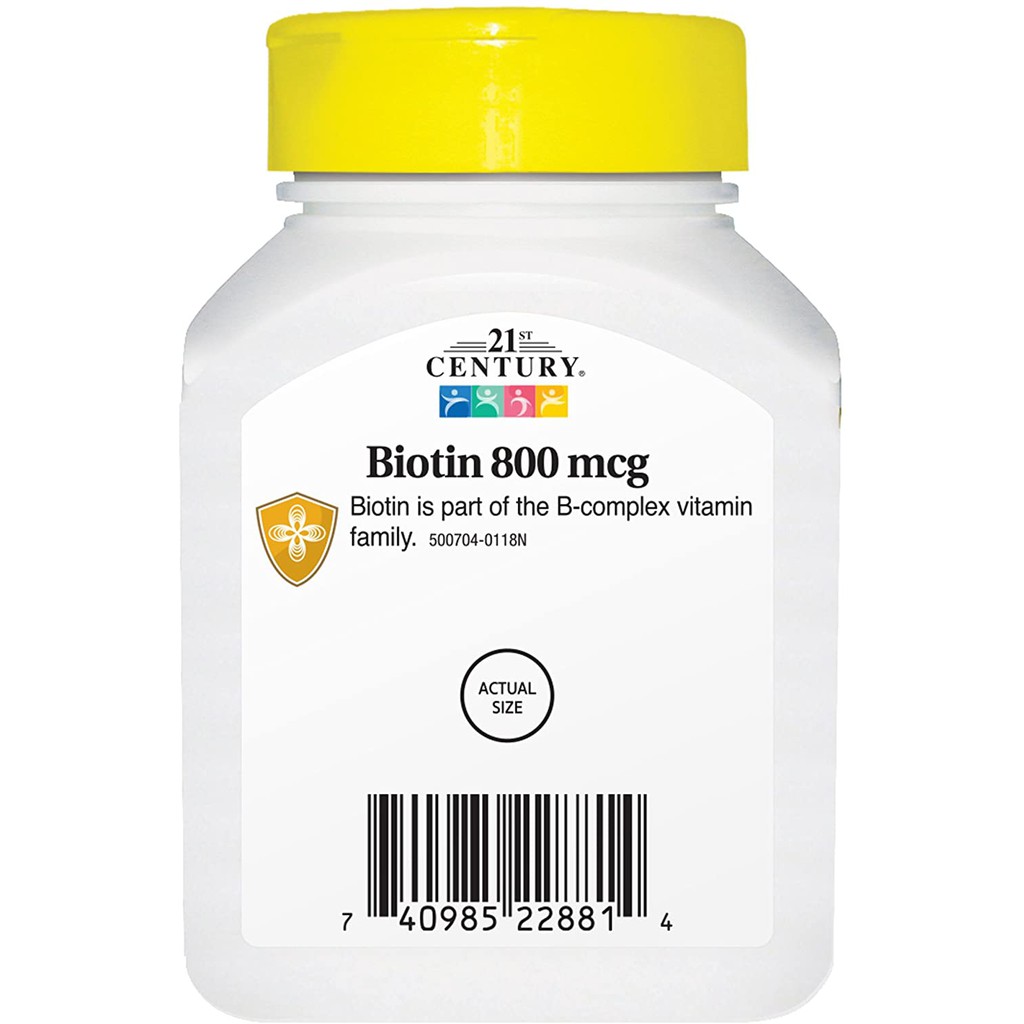 Vitamin H ( B7 )  21st Century USA  Bổ Sung dưỡng chất cho Tóc , Da , móng , râu ... 110 Viên / 1 Lọ với Date : 2023 . | Thế Giới Skin Care