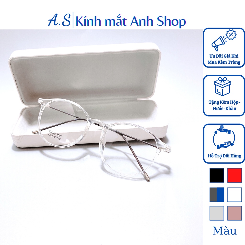 Kính tròn thời trang nam nữ chất liệu nhựa dẻo kết hợp kim loại phù hợp với mọi khuôn mặt 8096