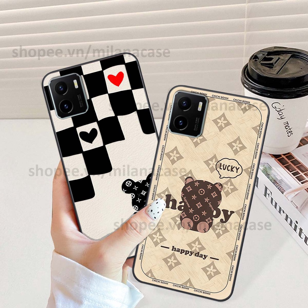 Ốp Vivo Y15s gấu be@rBrick gấu Teddy Kaws siêu đẹp, phong cách, cá tính