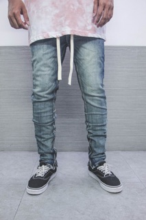 M1 stretch indigo zipper jeans