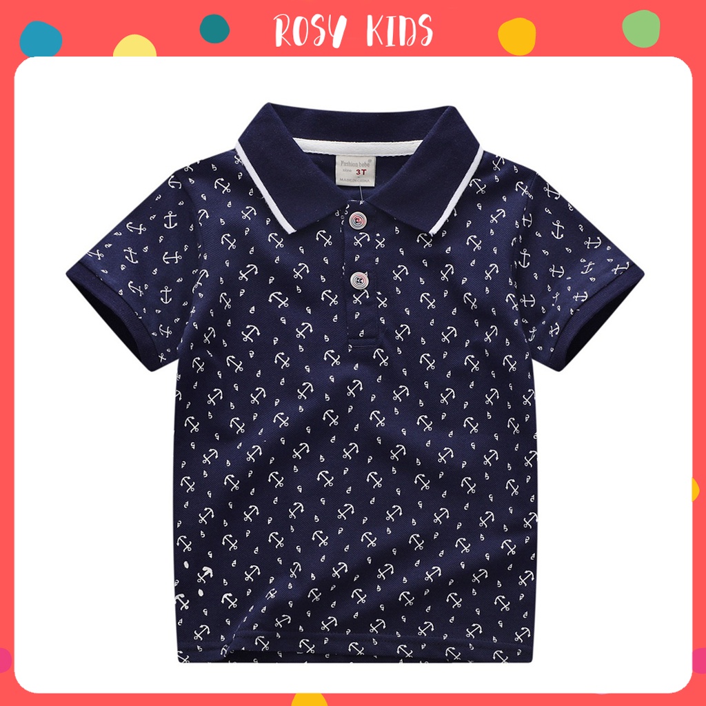 Áo Polo In Thạch Thùng Cho Bé, Áo Cộc Tay Có Cổ Bé Trai Họa Tiết Cực Xinh Từ 10-27kg - ROSY KIDS