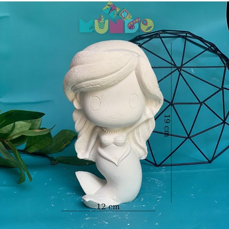 Tượng tô màu (có màu cọ) cao cấp size XXL TIÊN CÁ, tượng thạch cao MUNDO