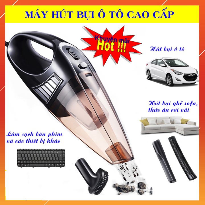 May Hut Bui O To,  Máy Hút Bụi Xe Hơi Cao Cấp. Thiết Kế Tay Cầm Có Dây , Máy Công Suất Lớn, Lực Hút Mạnh  - MUA NGAY!