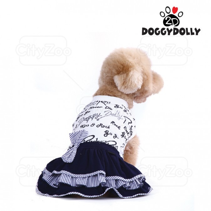 DOGGYDOLLY Dress - Đầm áo thun trắng chữ đen