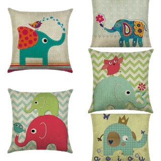 ( ảnh thật) Vỏ gối tựa vải Gai KT 45x45 chủ đề voi