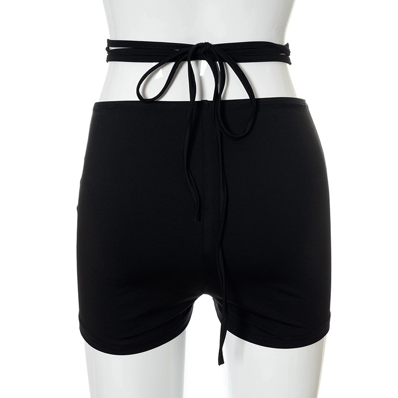 Quần Short Lưng Thấp Màu Trơn Cột Dây Phong Cách Quyến Rũ