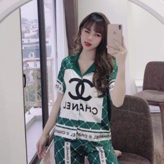 Bộ lụa họa tiết cộc dài siêu hót