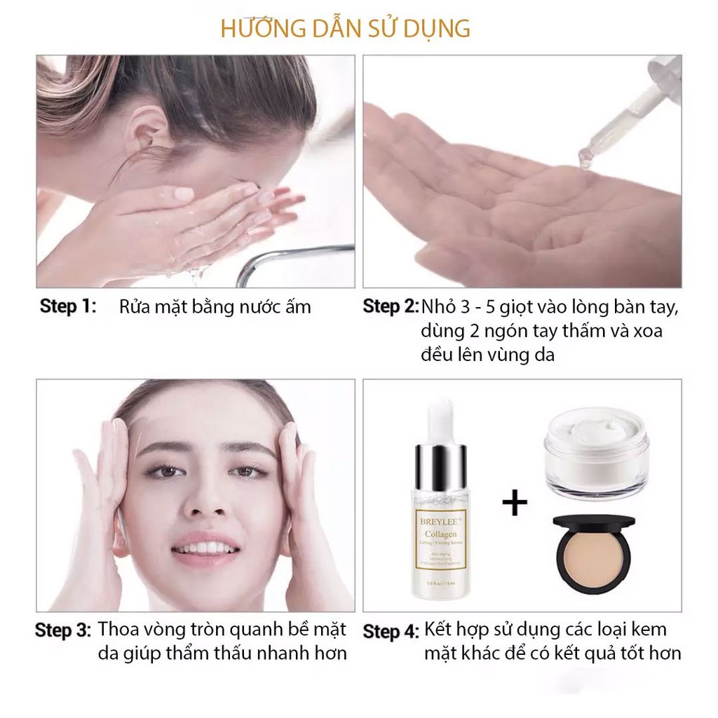 [HCM] BREYLEE Collagen Serum Dưỡng Trắng Da Giảm Thâm Đen Và Cấp Ẩm Chống Lão Hóa Cho Da Mịn Màng 15ml