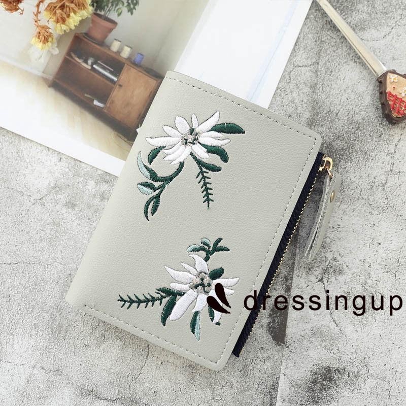 Ví da Pu ngắn in hoa thanh lịch cho nữ