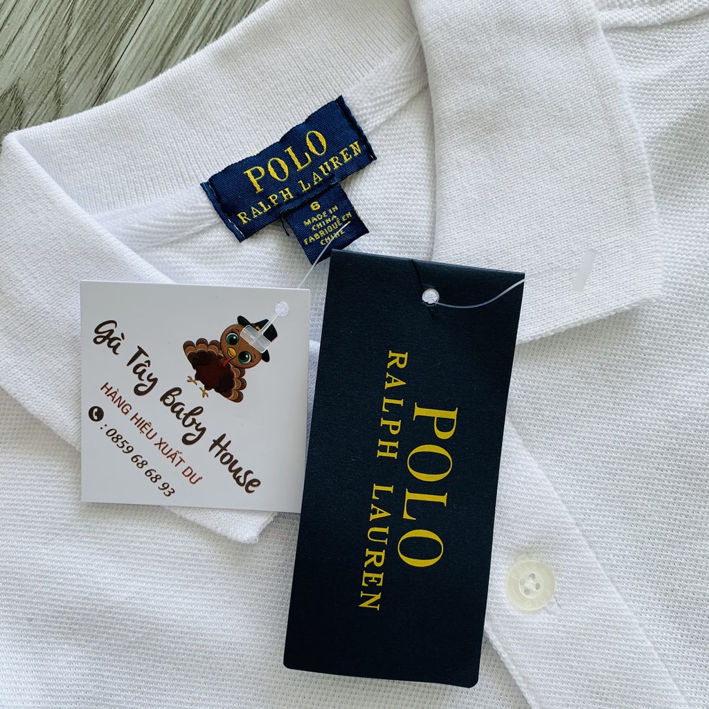 Áo ngắn tay Polo Ralph Lauren trắng thời trang cho bé trai từ 10kg đến 26kg