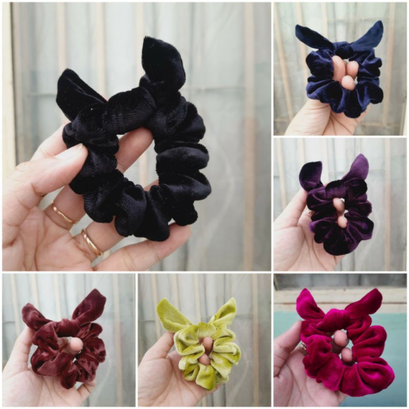 Cột tóc vải nhung tai thỏ dễ thương