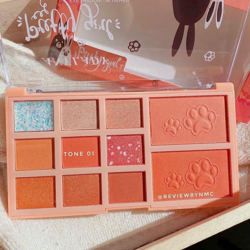 Phấn mắt Any Lady Pretty Girl 🥰11 ô có nhủ kim tuyến & má hồng . Hot | BigBuy360 - bigbuy360.vn