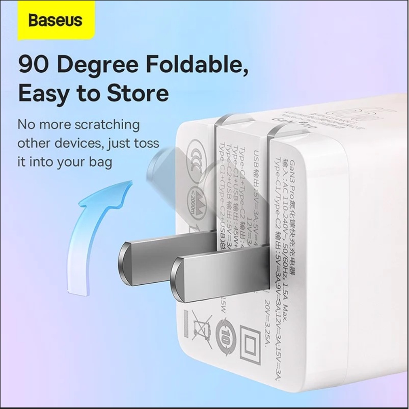Bộ Sạc Nhanh Baseus GaN3 Pro Quick Charger 65W