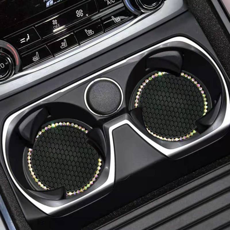 Miếng lót ly bằng silicon hình tròn dập nổi kim cương linh hoạt keo cách nhiệt chống trượt trang trí cho nội thất ô tô
